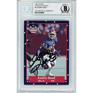 Andre Reed Signed 1991 Fleer Stars Stripes Football Card Bills Beckett Autograph